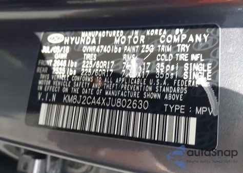 2018 Hyundai Tucson Se из США, поврежденный, VIN KM8J2CH2XJUA02630